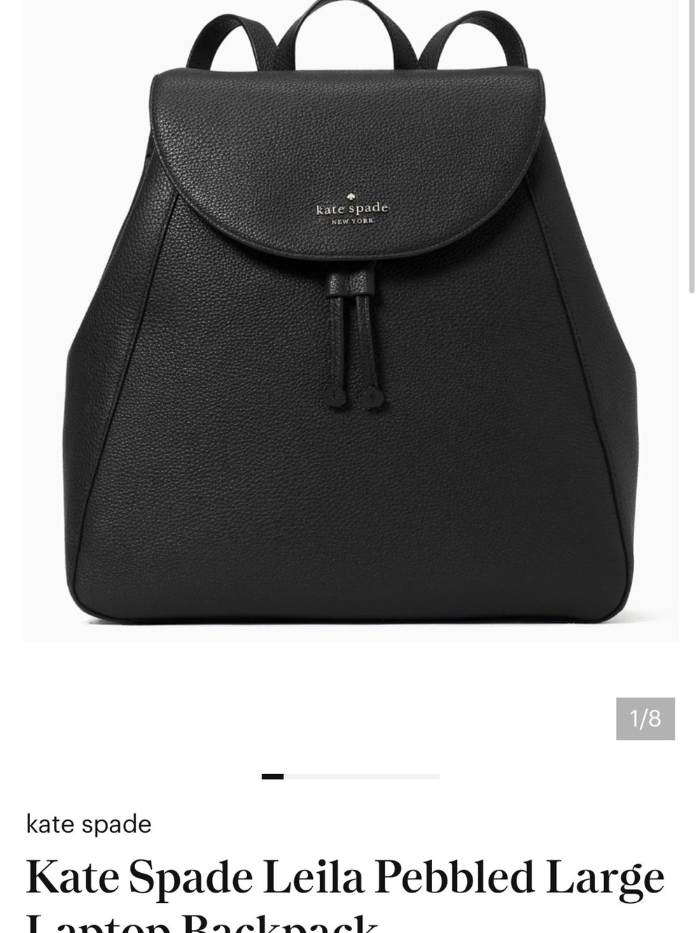 kate spade black pebbled leather Leila backpack